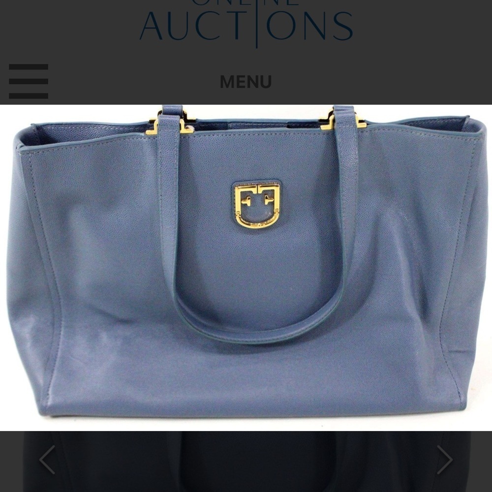 Furla Gray Leather Belvedere Pocetbook  with Pink Logo